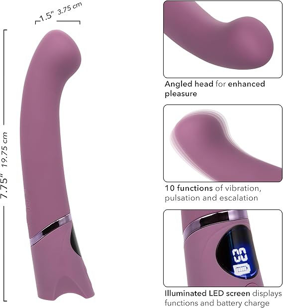 Vibrador de punto G impermeable de silicona recargable, Orgasmatron digital G_Wand CalExotics 19cm