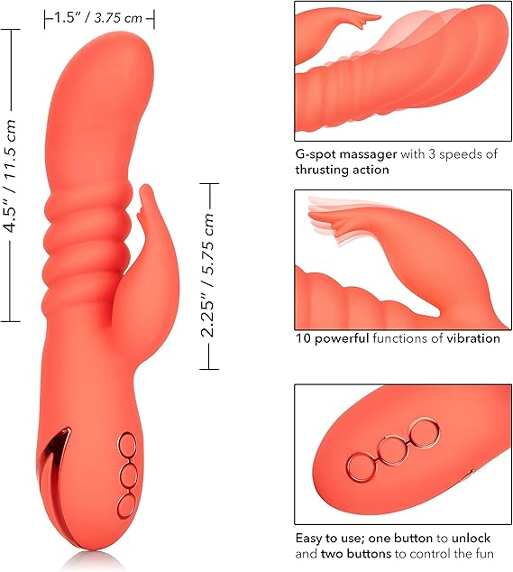 Vibrador dual o de conejo silicona, California Dreaming y Cutie, naranja CalExotics