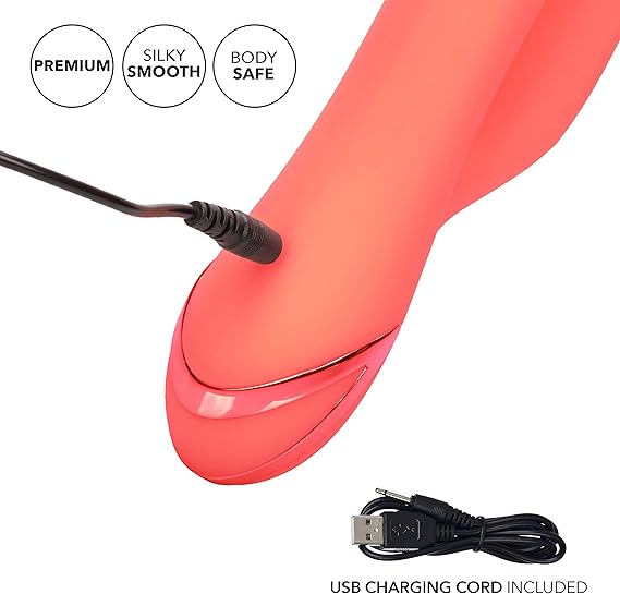 Vibrador dual o de conejo silicona, California Dreaming y Cutie, naranja CalExotics