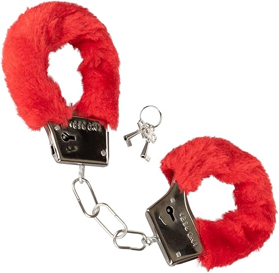 Esposas juguetonas con peluche en el sexo rojas, estilo bondage, Playful Furry Cuffs red CalExotics