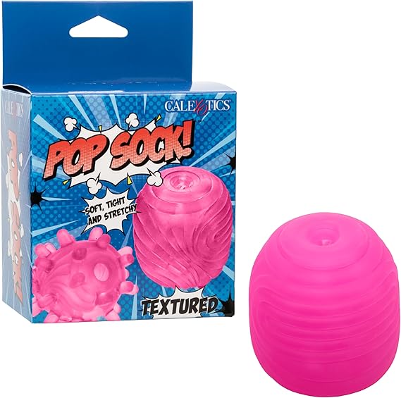 Masturbador masculino texturizado Stroker y succión superior, rosa, Pop sock Textured pink CalExotics