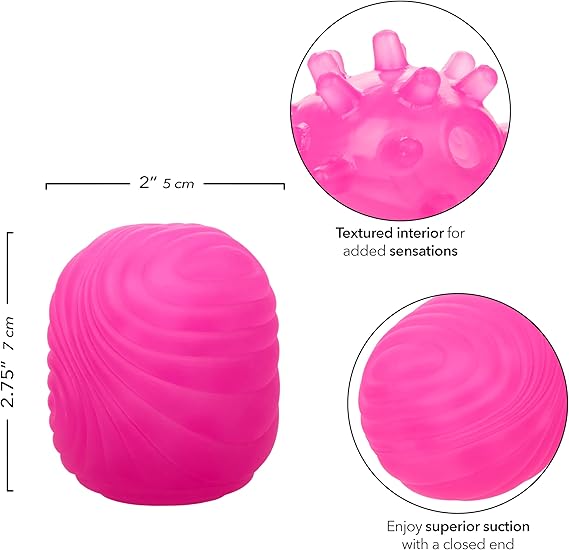 Masturbador masculino texturizado Stroker y succión superior, rosa, Pop sock Textured pink CalExotics