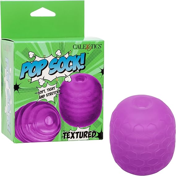 Masturbador masculino texturizado Stroker y extremo cerrado de succión, morado, CalExotics
