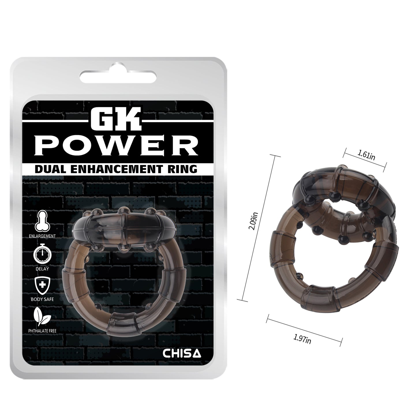 Anillo doble para pene, retardador, mantiene firmeza y estimulación de clítoris Dual Enhancement Ring