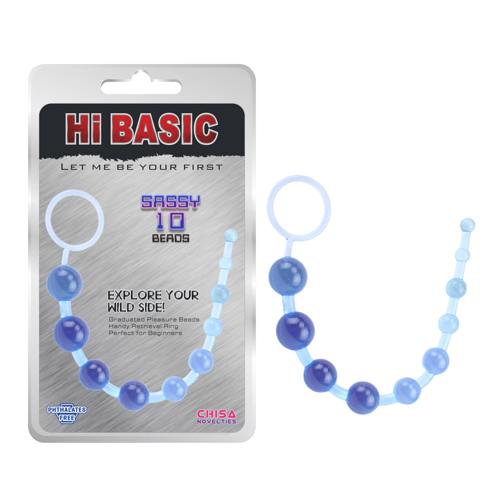 Bolas anales de gel para estimular y preparar la penetración anal, Sassy Anal Beads-Blue, CalExotics