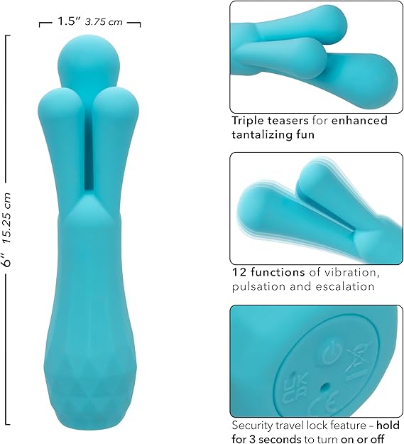 Vibrador y estimulador de clítoris, punto G, Gia Triple Teaser, CalExotics