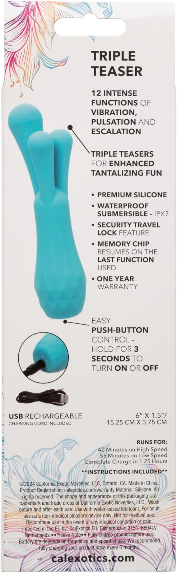 Vibrador y estimulador de clítoris, punto G, Gia Triple Teaser, CalExotics