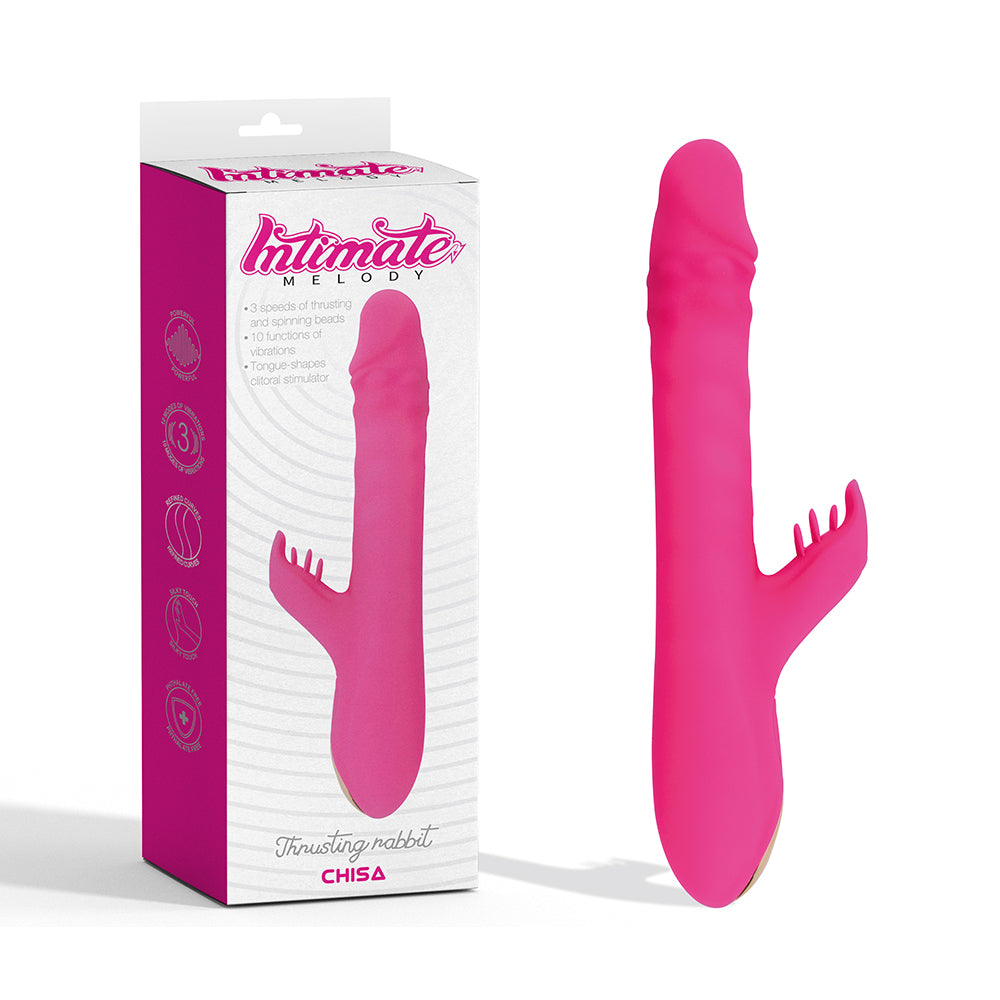 Vibrador estimulador de clítorís y punto G, vibrador dual con giro, Thrusting Rabbit, Chisa