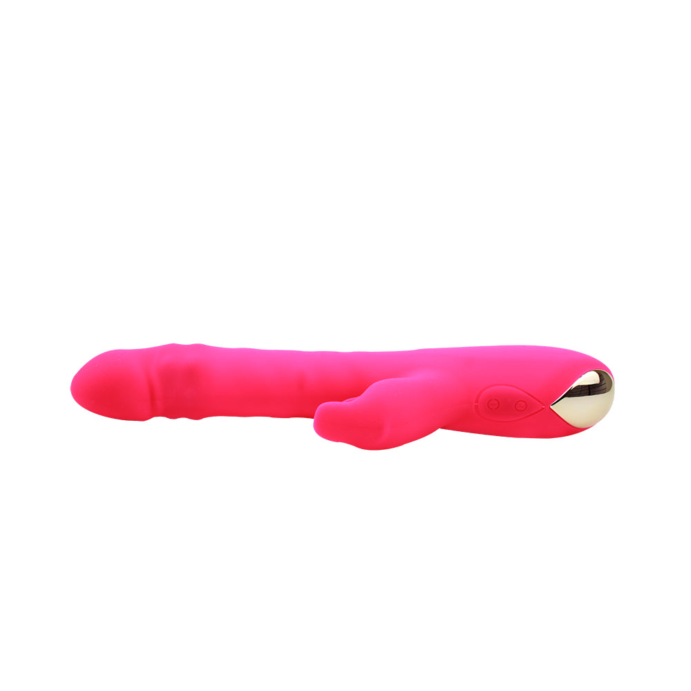 Vibrador estimulador de clítorís y punto G, vibrador dual con giro, Thrusting Rabbit, Chisa