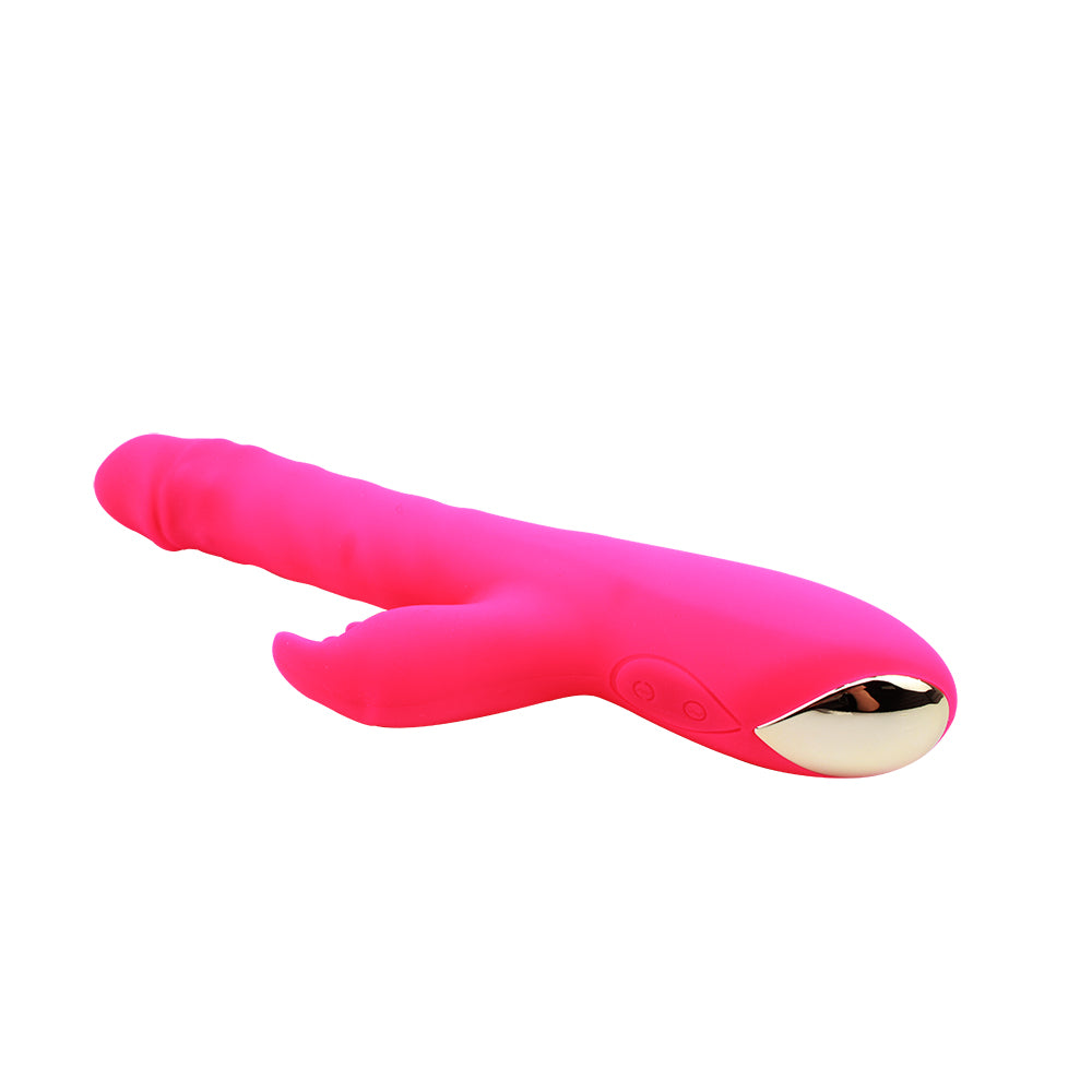 Vibrador estimulador de clítorís y punto G, vibrador dual con giro, Thrusting Rabbit, Chisa