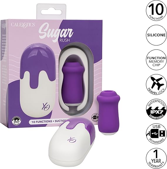 Succionador de clítoris Sugar Rush con estuche discreto, vibrador y estimulador de clítoris, CalExotics