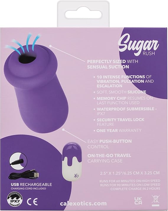 Succionador de clítoris Sugar Rush con estuche discreto, vibrador y estimulador de clítoris, CalExotics