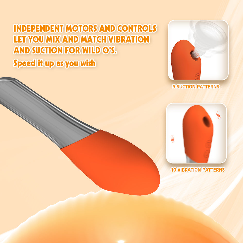 Succionador y estimulador de clítoris, color naranja, Wallow lust ripple