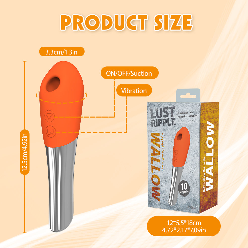 Succionador y estimulador de clítoris, color naranja, Wallow lust ripple