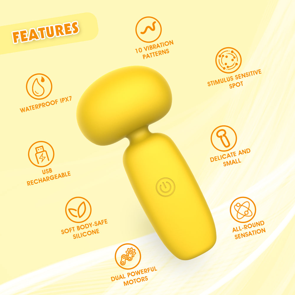 Vibrador y estimulador de clítoris Buster color amarillo, 10 patrones de vibración