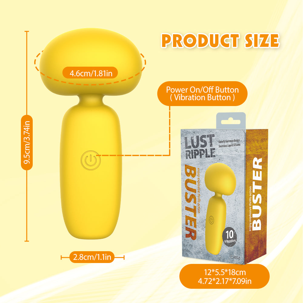 Vibrador y estimulador de clítoris Buster color amarillo, 10 patrones de vibración