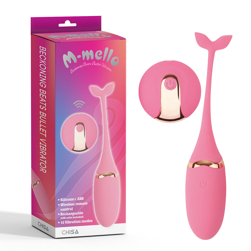 Vibrador bullet en forma de pez a control remoto, Beckoning Beats Bullet Vibrator-Pink