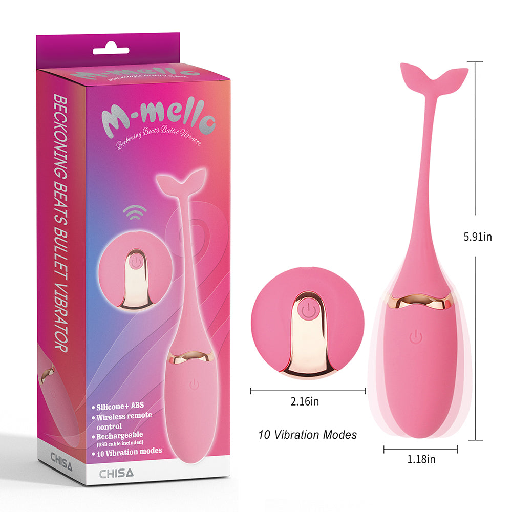 Vibrador bullet en forma de pez a control remoto, Beckoning Beats Bullet Vibrator-Pink