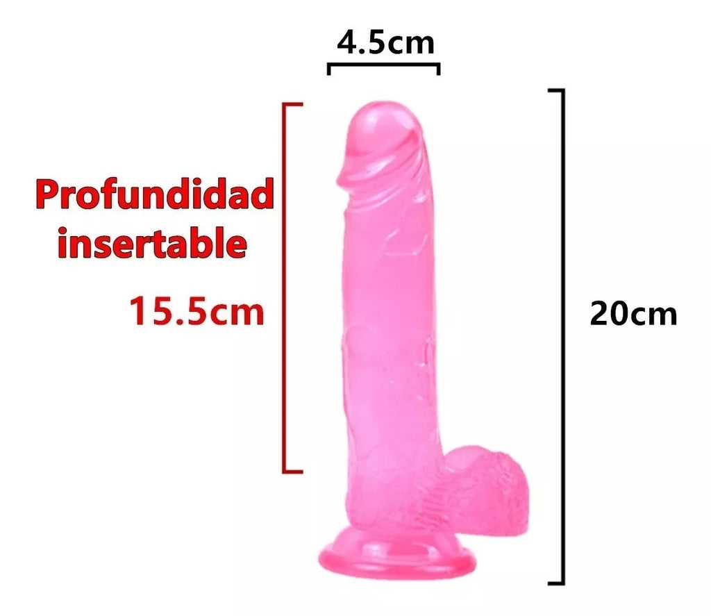 Dildo Consolador Grande Ventosa Pink,Base adherible y muy resistente, pene realista, compatible con arnés 20cm