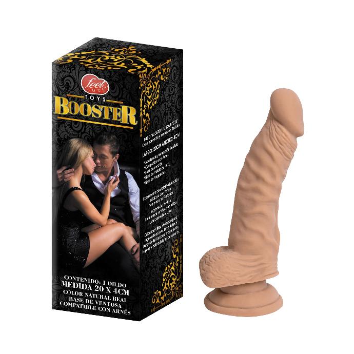 Dildo Booster 20cm x 4cm, Feel Love, Dildo realista y grande, Adherible y compatible con arnés