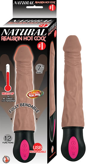 Vibrador realista, multiposición, Natural  Realskin Hot Cock #1-b, 17cm