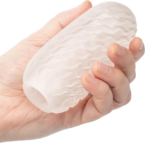 Masturbador masculino Funda de placer texturizada transparente, CalExotics Boundless Reversible Nubby Stroker
