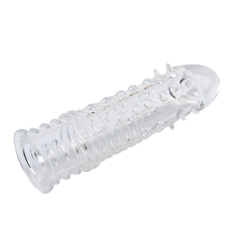 Funda extensor de pene,una pulgada más, Swirls Sleeve clear, transparente