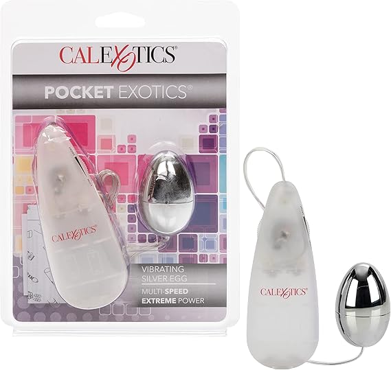 Huevo vibrador, estimulador plateado, zonas erógenas  Pocket Exotics CalExotics