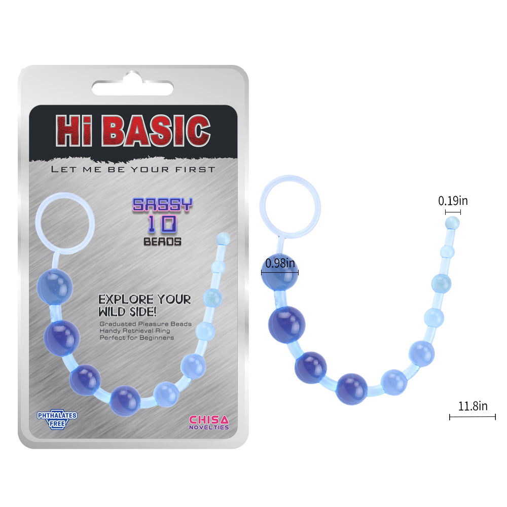 Bolas anales de gel para estimular y preparar la penetración anal, Sassy Anal Beads-Blue, CalExotics