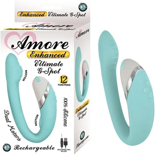 Vibrador, estimulador de clítoris, vibrador dual o de conejo, Amore Enhanced Ultimate  g-spot-aqua