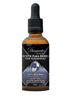 Aceite Para Barba Con Feromonas 60 ml Aloe Vera, Ricino Y Eucalipto, Diamante